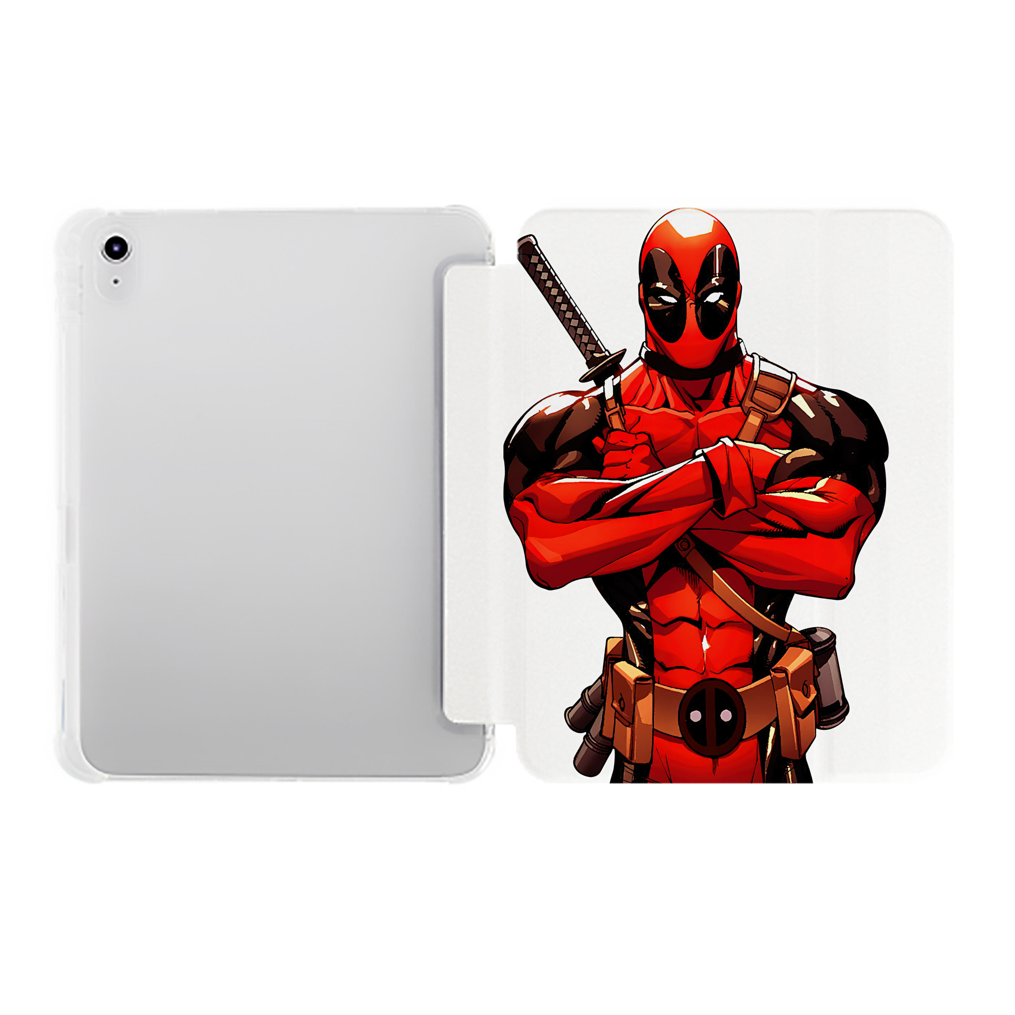 （画像用） Deadpool デッドプール IPad ケース ペン収納付き 三つ折りスタンド PUレザー×シリコン 対応機種9.5/10.5/10.9インチ